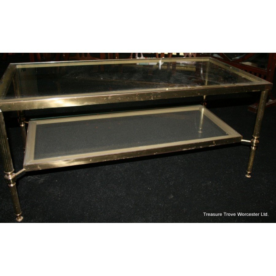 Solid Brass & Glass Coffee Table